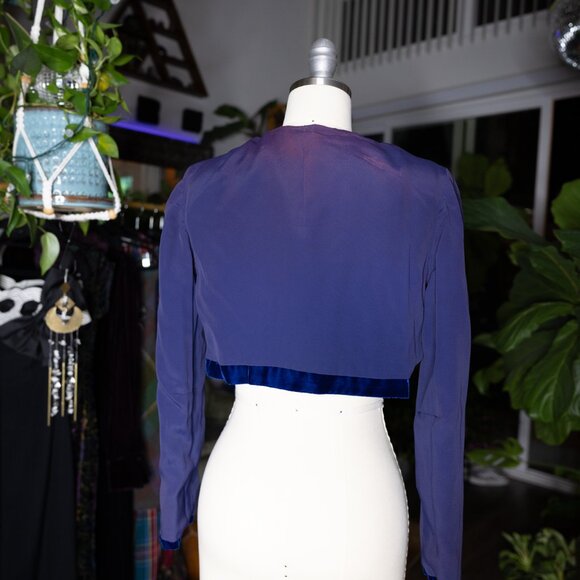Vintage Handmade Royal Blue Velvet Bolero Jacket (Small) - Picture 16 of 16